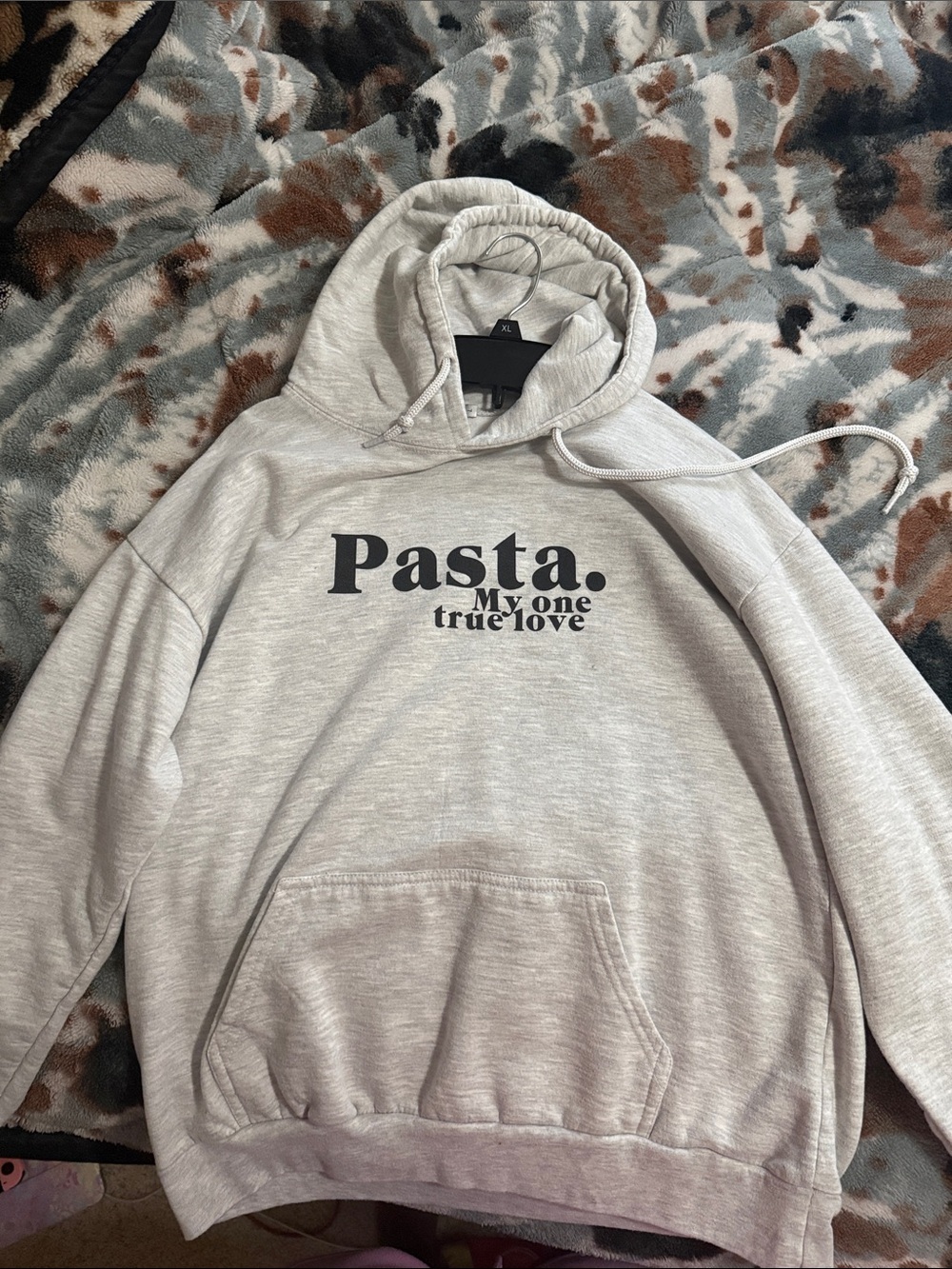 Light Gray 'Pasta. My One True Love' Pullover Hoodie